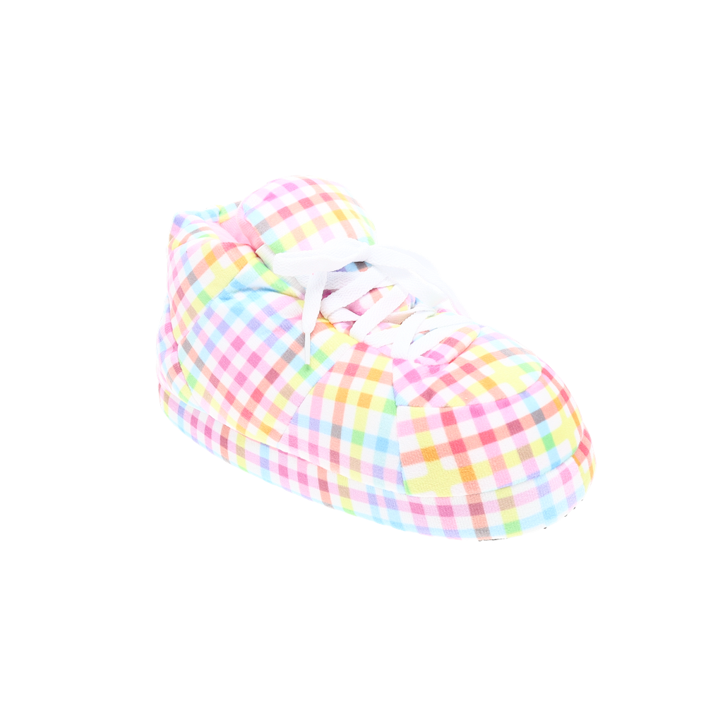 Pastel Plaid HappyFeet Sneaker Slippers