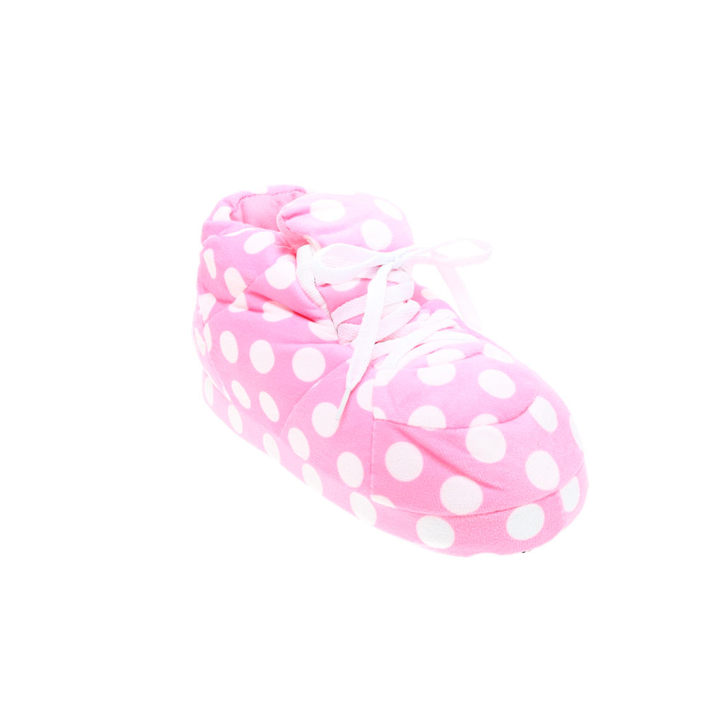 Pink Polka Dot HappyFeet Sneaker Slippers