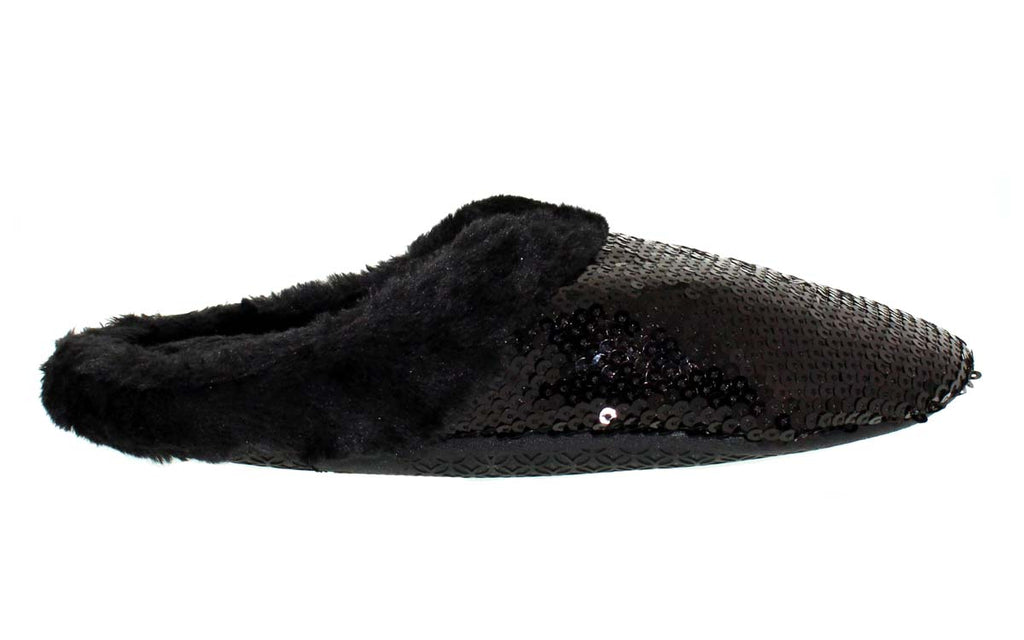 Black Sequin Clog Slippers