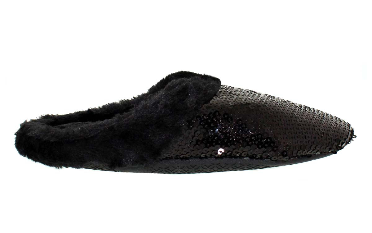 Black Sequin Clog Slippers