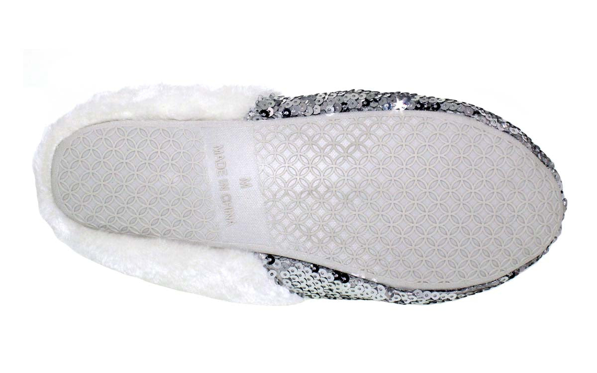 Silver Sequin Clog Slippers