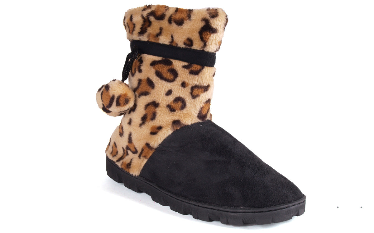 Leopard and Black Micro Boot