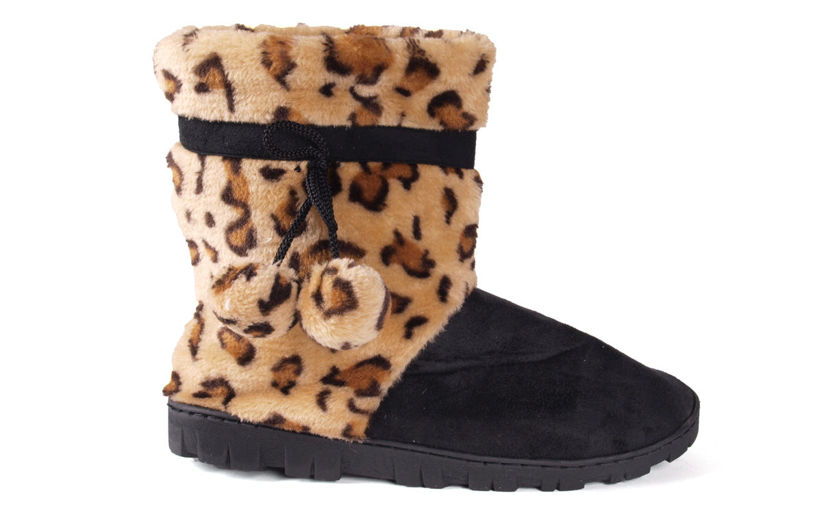 Leopard and Black Micro Boot
