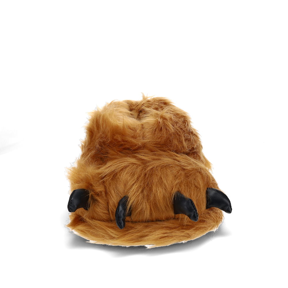 Monster feet slippers in brown fur with a non-slip sole
