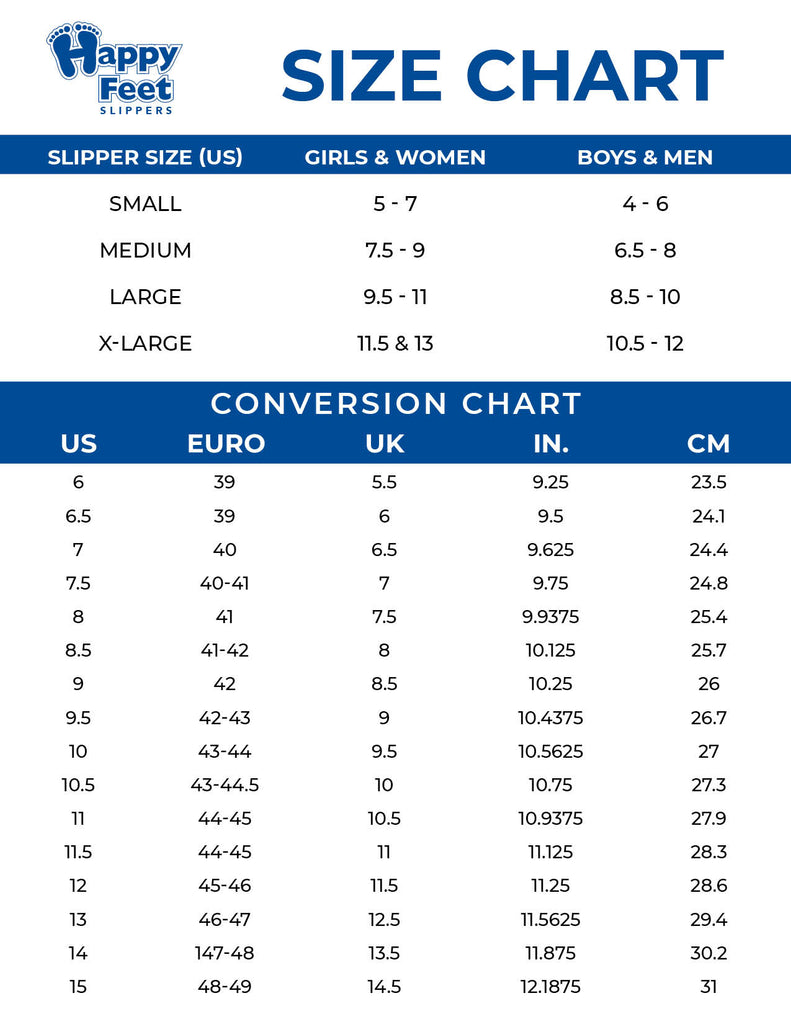 low pro slippers size chart