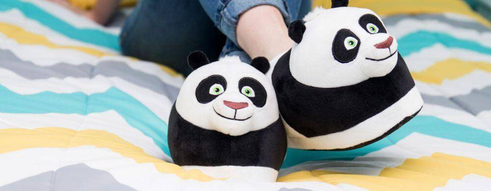 HappyFeet Paul the Panda slippers with embroidered character details