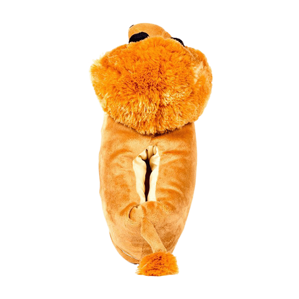 Pair of lion slippers with soft mane detail and cozy padding