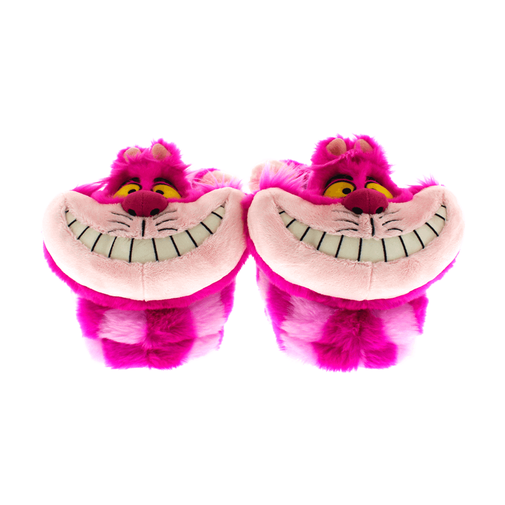 HappyFeet Cheshire Cat slippers, striped plush uppers with a cushioned footbed