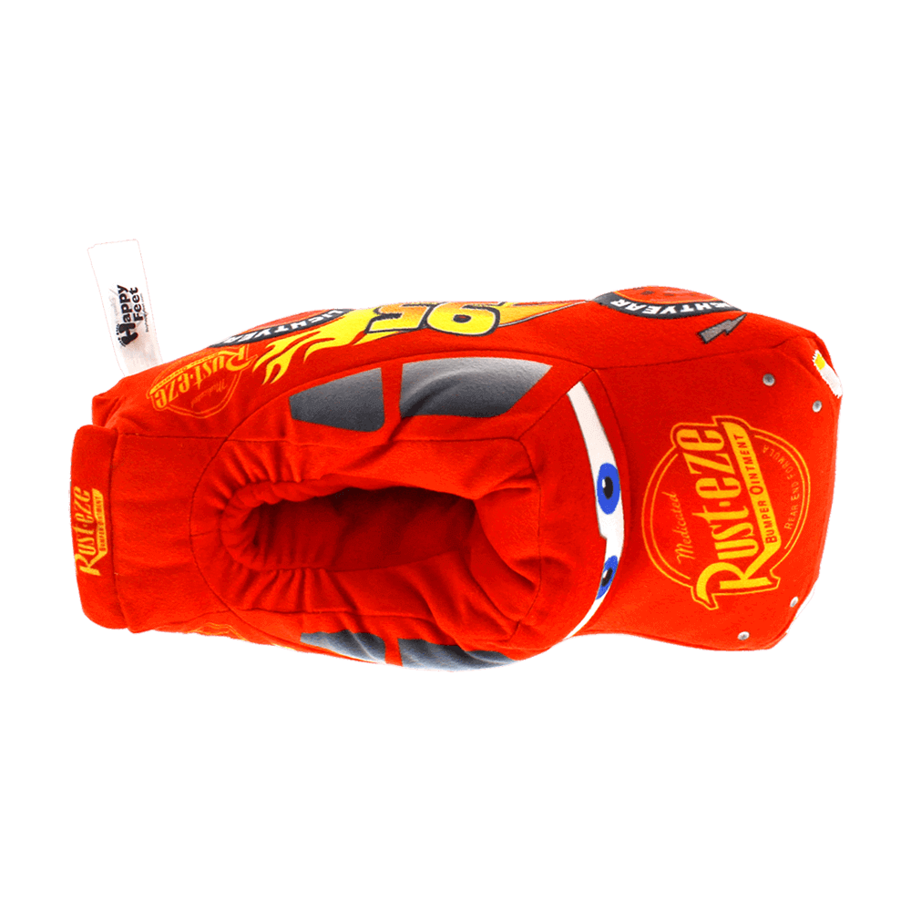 Lightning McQueen novelty slippers, red plush with sturdy non-slip bottom
