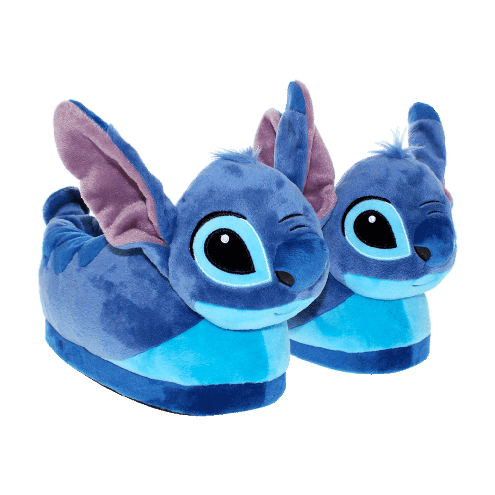 Blue Stitch character slippers from Lilo and Stitch in ultra-soft plush